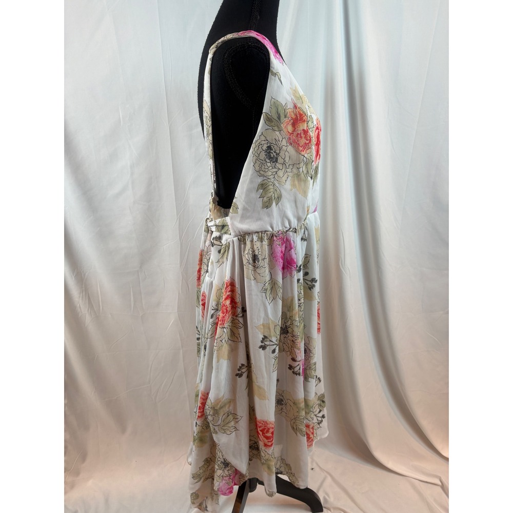 Chic Boho Floral Print Maxi Dress V Neck‎ Sleeveless Smocked Waist Tie Back - Picture 7 of 10
